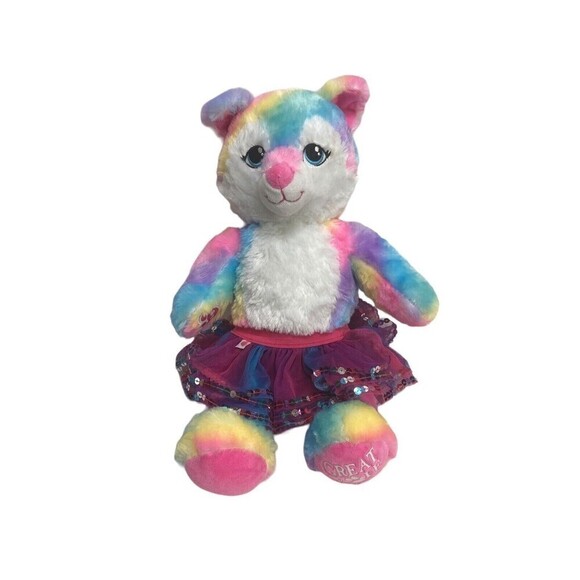 BUILD A Bear Rainbow Wolf Plush Great Wolf Lodge with Skirt Rhinestone 17 in - Picture 1 of 10
